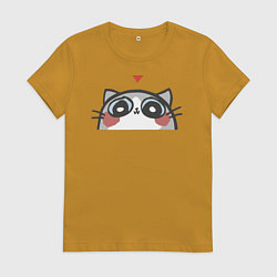 Футболка хлопковая женская Котя влюбился, цвет: горчичный