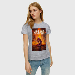 Футболка хлопковая женская Джинкс объятая пламенем Аркейн Лига легенд, цвет: меланж — фото 2
