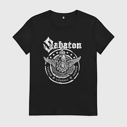 Футболка хлопковая женская Белый логотип Sabaton, цвет: черный