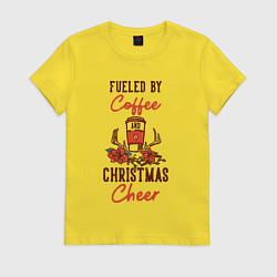 Футболка хлопковая женская Christmas Coffee, цвет: желтый