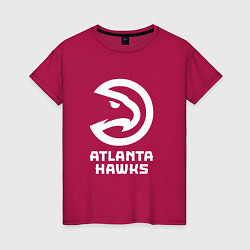 Футболка хлопковая женская Атланта Хокс, Atlanta Hawks, цвет: маджента