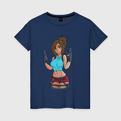 Футболка хлопковая женская Lara Croft Tomb Raider, цвет: тёмно-синий