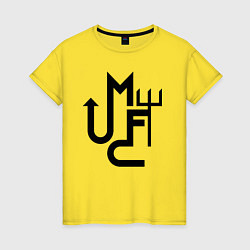 Футболка хлопковая женская Манчестер Юнайтед минимализм, цвет: желтый