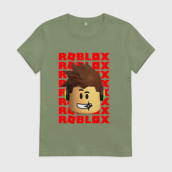 Футболка хлопковая женская ROBLOX RED LOGO LEGO FACE, цвет: авокадо