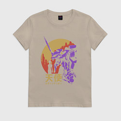 Футболка хлопковая женская Евангелион 01, цвет: миндальный