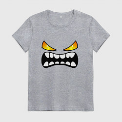 Футболка хлопковая женская Geometry Dash: Demon Face, цвет: меланж