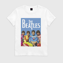 Футболка хлопковая женская The Beatles - world legend!, цвет: белый