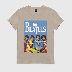 Футболка хлопковая женская The Beatles - world legend!, цвет: миндальный