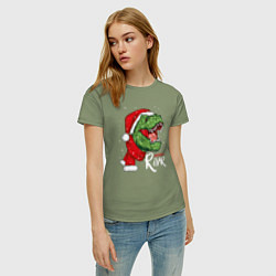 Футболка хлопковая женская T-rex Merry Roar, цвет: авокадо — фото 2