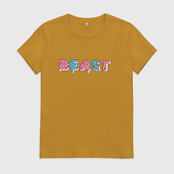 Футболка хлопковая женская Mr Beast - Art 1, цвет: горчичный