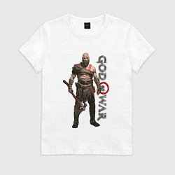 Футболка хлопковая женская КРАТОС, БОГ ВОЙНЫ GOD OF WAR, цвет: белый
