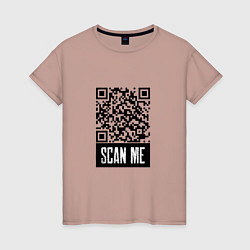 Футболка хлопковая женская QR Scan, цвет: пыльно-розовый
