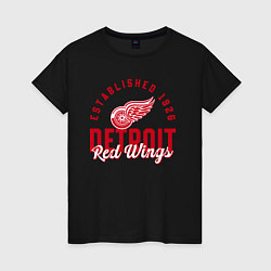 Футболка хлопковая женская Detroit Red Wings Детройт Ред Вингз, цвет: черный