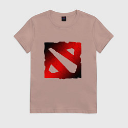 Футболка хлопковая женская ЧЁРНО КРАСНОЕ ЛОГО ДОТА 2 DOTA 2 LOGO, цвет: пыльно-розовый