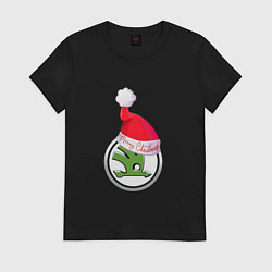 Футболка хлопковая женская Skoda Merry Christmas, цвет: черный