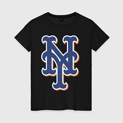 Футболка хлопковая женская New York Mets - baseball team, цвет: черный