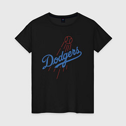 Футболка хлопковая женская Los Angeles Dodgers baseball, цвет: черный