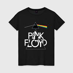 Футболка хлопковая женская PINK FLOYD LOGO ПИНК ФЛОЙД, цвет: черный