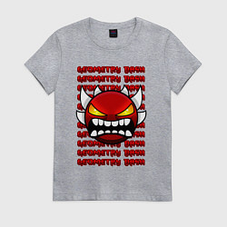 Футболка хлопковая женская GEOMETRY DASH КРАСНЫЙ ОГНЕННЫЙ ДЕМОН, цвет: меланж