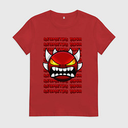Футболка хлопковая женская GEOMETRY DASH КРАСНЫЙ ОГНЕННЫЙ ДЕМОН, цвет: красный