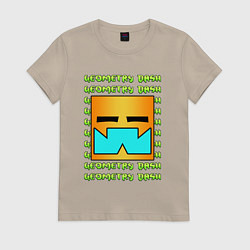 Футболка хлопковая женская GEOMETRY DASH КЛАССИКА УРОВЕНЬ, цвет: миндальный