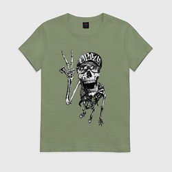 Футболка хлопковая женская Skeleton dude, цвет: авокадо