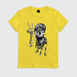 Футболка хлопковая женская Skeleton dude, цвет: желтый