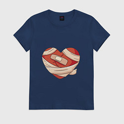 Футболка хлопковая женская Разбитое сердце - антивалентин, цвет: тёмно-синий