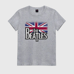 Футболка хлопковая женская The Beatles Great Britain Битлз, цвет: меланж