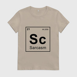Футболка хлопковая женская САРКАЗМ - SARCASM, Sc Таблица Менделеева, цвет: миндальный