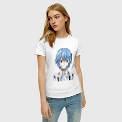 Футболка хлопковая женская Neon Genesis Evangelion Рей, цвет: белый — фото 2