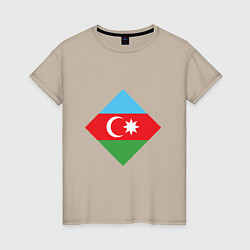 Футболка хлопковая женская Flag Azerbaijan, цвет: миндальный