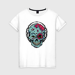 Футболка хлопковая женская Cool skull! Grin!, цвет: белый