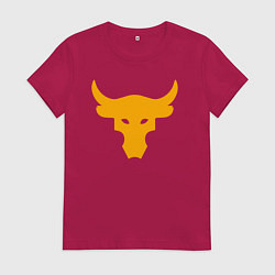 Футболка хлопковая женская Бык Дуэйн Скала Джонсон, цвет: маджента