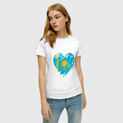 Футболка хлопковая женская Kazakhstan Heart, цвет: белый — фото 2