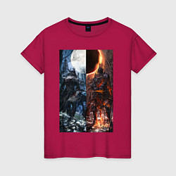 Футболка хлопковая женская Dark Souls x Bloodborne Дарк Соулс, цвет: маджента