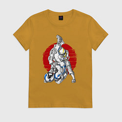 Футболка хлопковая женская Боевые искусства космонавтов, цвет: горчичный