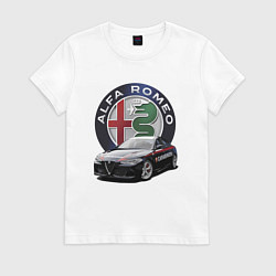 Футболка хлопковая женская Alfa Romeo Carabinieri, цвет: белый