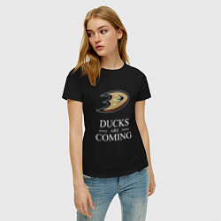 Футболка хлопковая женская Ducks Are Coming, Анахайм Дакс, Anaheim Ducks, цвет: черный — фото 2