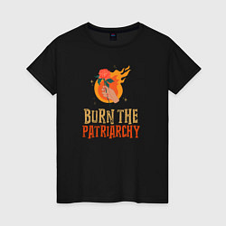 Футболка хлопковая женская Burn the Patriarchy, цвет: черный