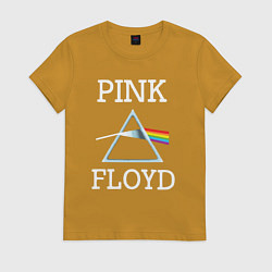 Футболка хлопковая женская PINK FLOYD - ПИНК ФЛОЙД ЛОГОТИП, цвет: горчичный
