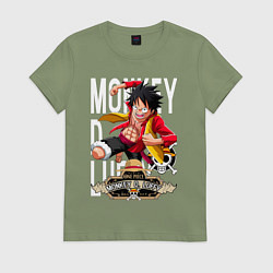 Футболка хлопковая женская One Piece Monkey Большой Куш Манки, цвет: авокадо