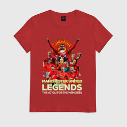 Футболка хлопковая женская Легенды Манчестера Manchester United Legends, цвет: красный