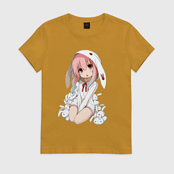 Футболка хлопковая женская Furry anime, цвет: горчичный