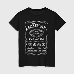 Футболка хлопковая женская Led Zeppelin, Лед Зеппелин, цвет: черный
