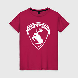 Футболка хлопковая женская Volvo логотип белый, цвет: маджента