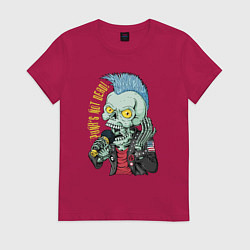 Футболка хлопковая женская Punks not dead! Motto!, цвет: маджента