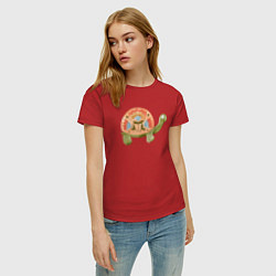 Футболка хлопковая женская Черепашка Черепаха, цвет: красный — фото 2