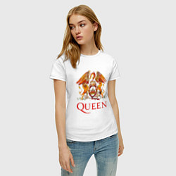 Футболка хлопковая женская Queen, логотип, цвет: белый — фото 2