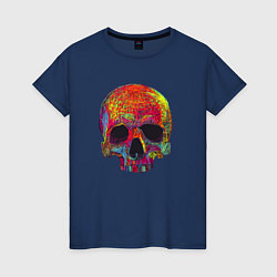 Футболка хлопковая женская Cool color skull, цвет: тёмно-синий